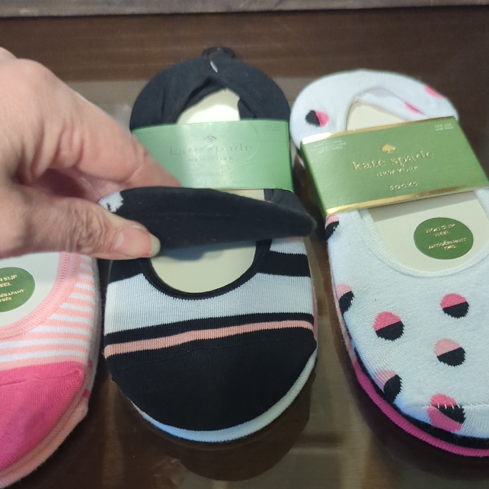 Kate Spade Women's No-Show Socks - Pink, Black, White - Picture 2 of 7